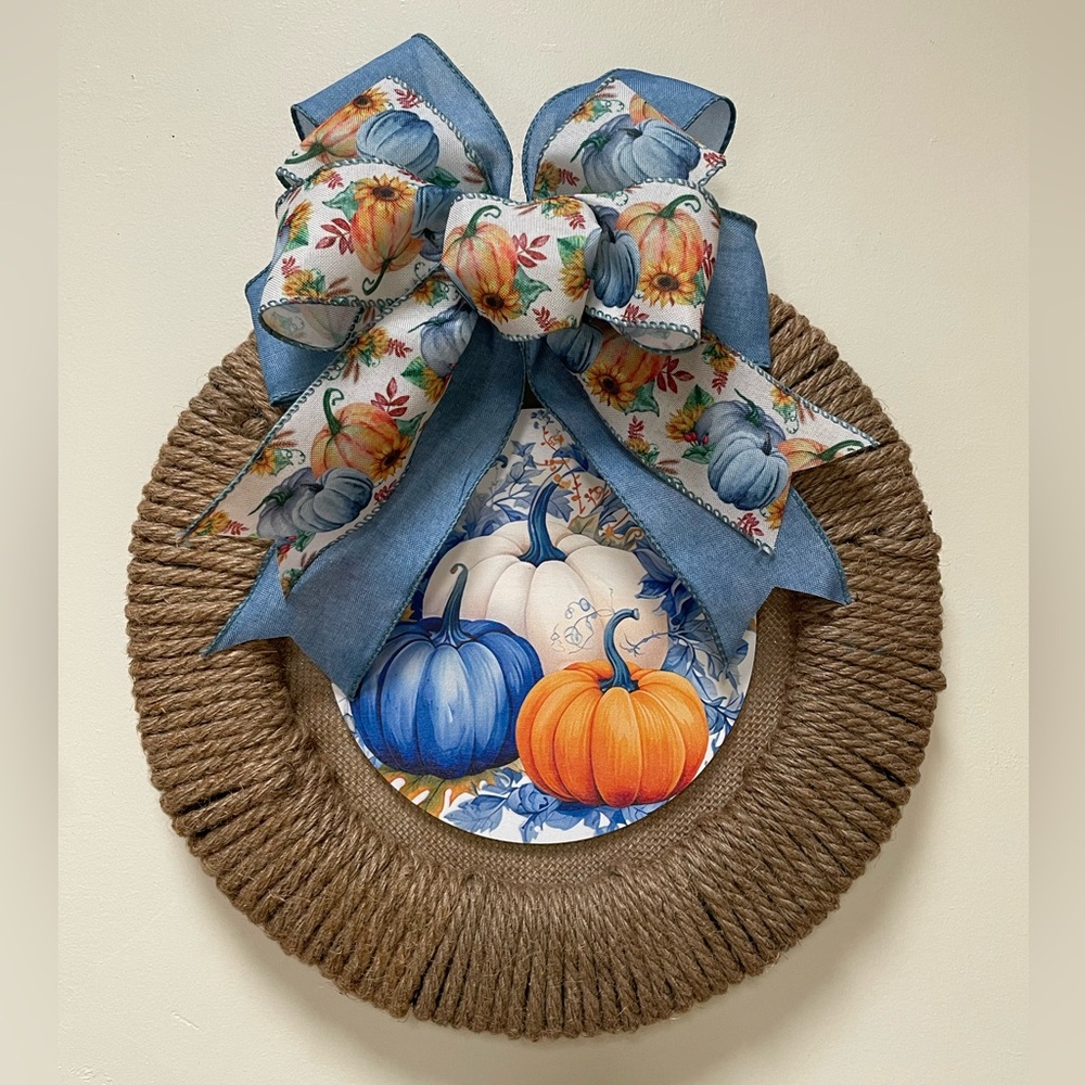 Fall Wreath Pupmkin Wreath Fall Decor 14.5”